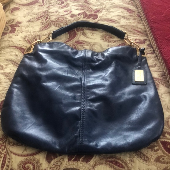 Badgley Mischka Handbags - Badgley Mischka Rich Navy Leather Bag